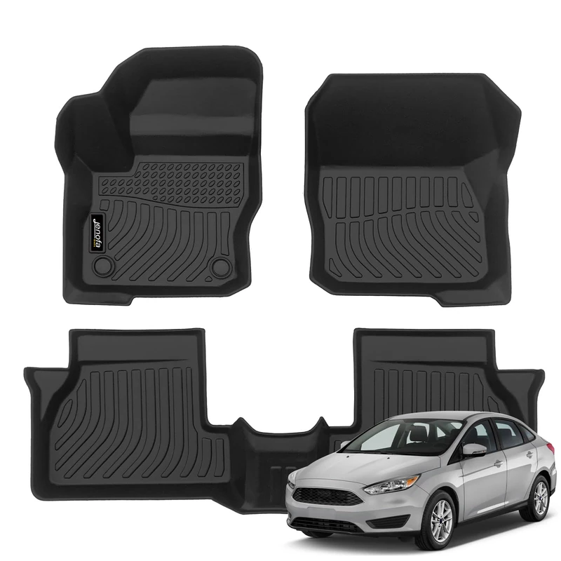 Jenofa Floor Mats for 2012-2018 Ford Focus Floor Liner All Weather Car Mats Custom Fit Ford Focus TPE Durable Floor Liners Car Mat for Ford Focus Black Accessories - Image 1