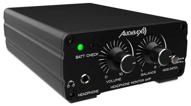 Audibax AHP-200A - HiFi Headphone Amplifier - Compatible with MP3 MP4 Laptops - Portable Headphone Amplifier 3.5mm - Switch Between Stereo and Mono Mixes