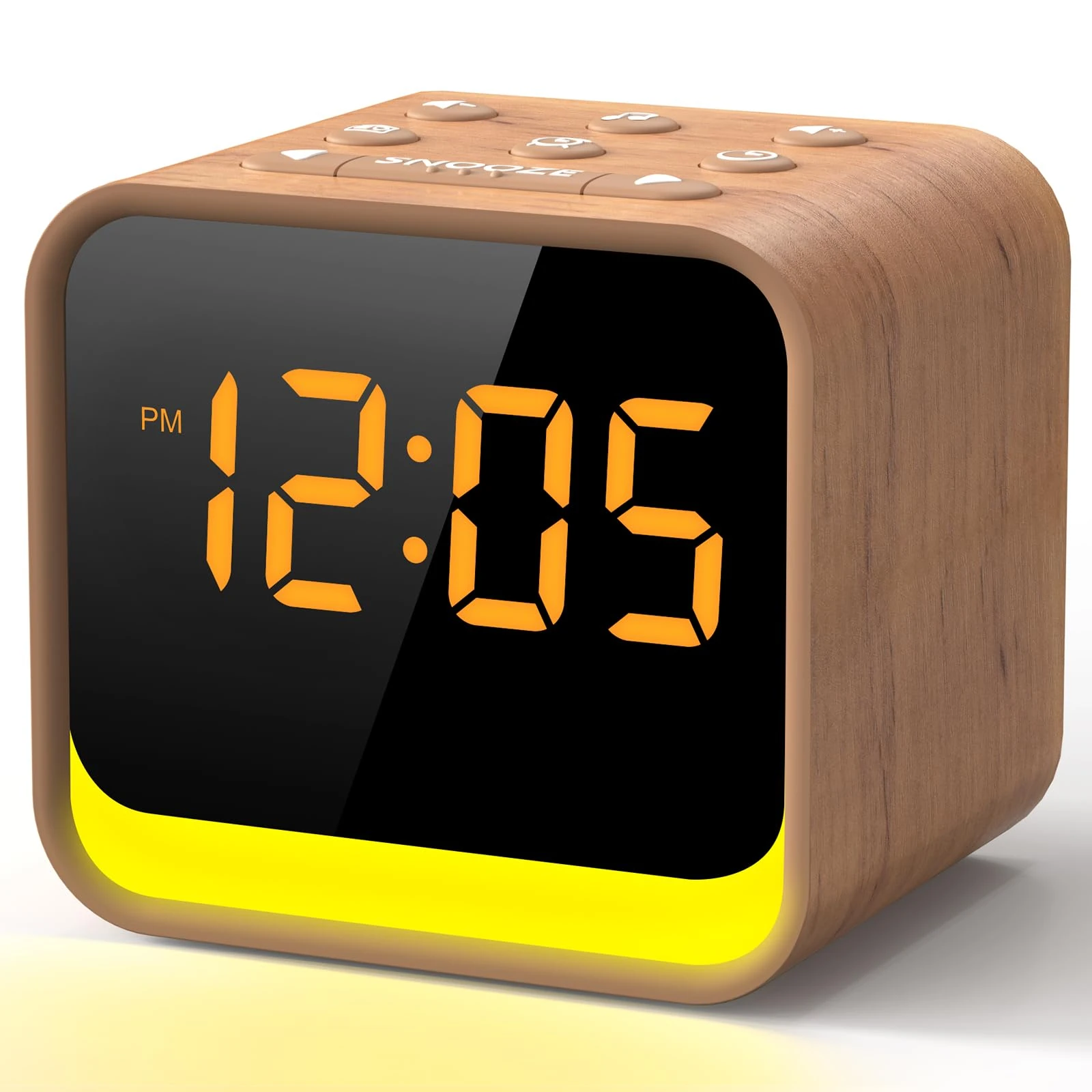 Reacher FM Radio Alarm Clock with White Noise Machine, Digital Dimmable Display, 9 Alarm Tones, 7 Colors Nightlight, Soothing Sounds, Sleep Timer, Snooze, Mains Powered for Bedside