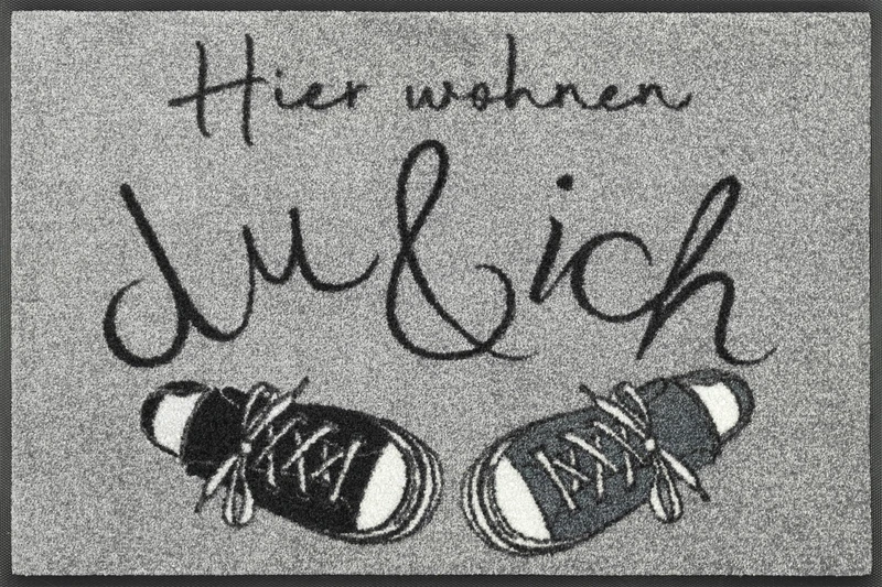 wash+dry doormat, Hier wohnen... 50x75cm, inside and outside, washable