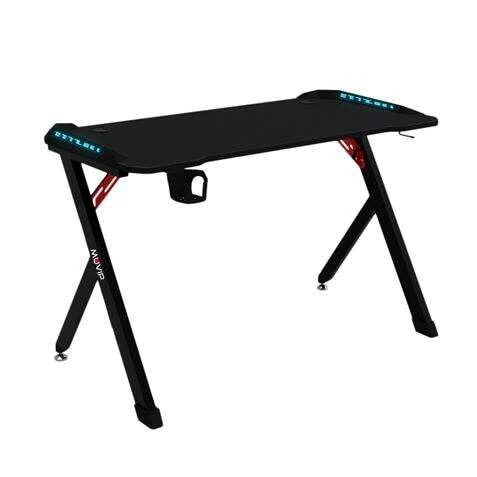 Muvip PRO1200 Carbon Fiber Gaming Table with RGB Light – Solid – Large Surface – Cup Holder – Headphone Hook – Measures 120 x 60 x 75 cm – Black