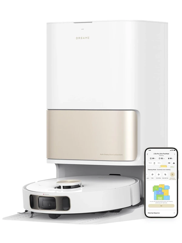 dreame L10s Pro Ultra Heat Robot Vacuum Cleaner, 7000Pa Robotic Vacuums with Mop Extend Technology, AI 3D Navigation, Hot Water Mop Washing, Ideal for Hair, Carpets