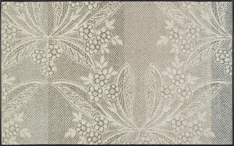 Wash+Dry Floral Lace Doormat, 75 x 120 cm, Washable for Indoor and Outdoor Use, Grey