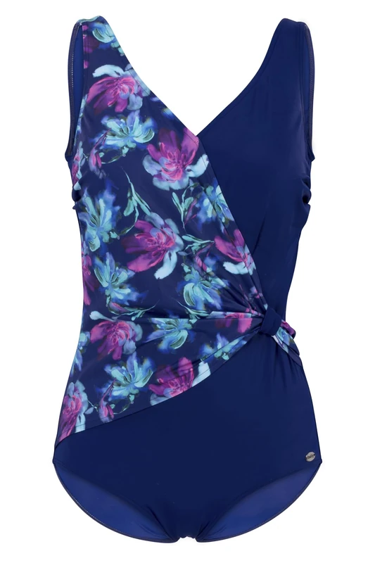 Fashy Women's Water-Flowers Medium Forming Swimsuit, Blue, 12/D