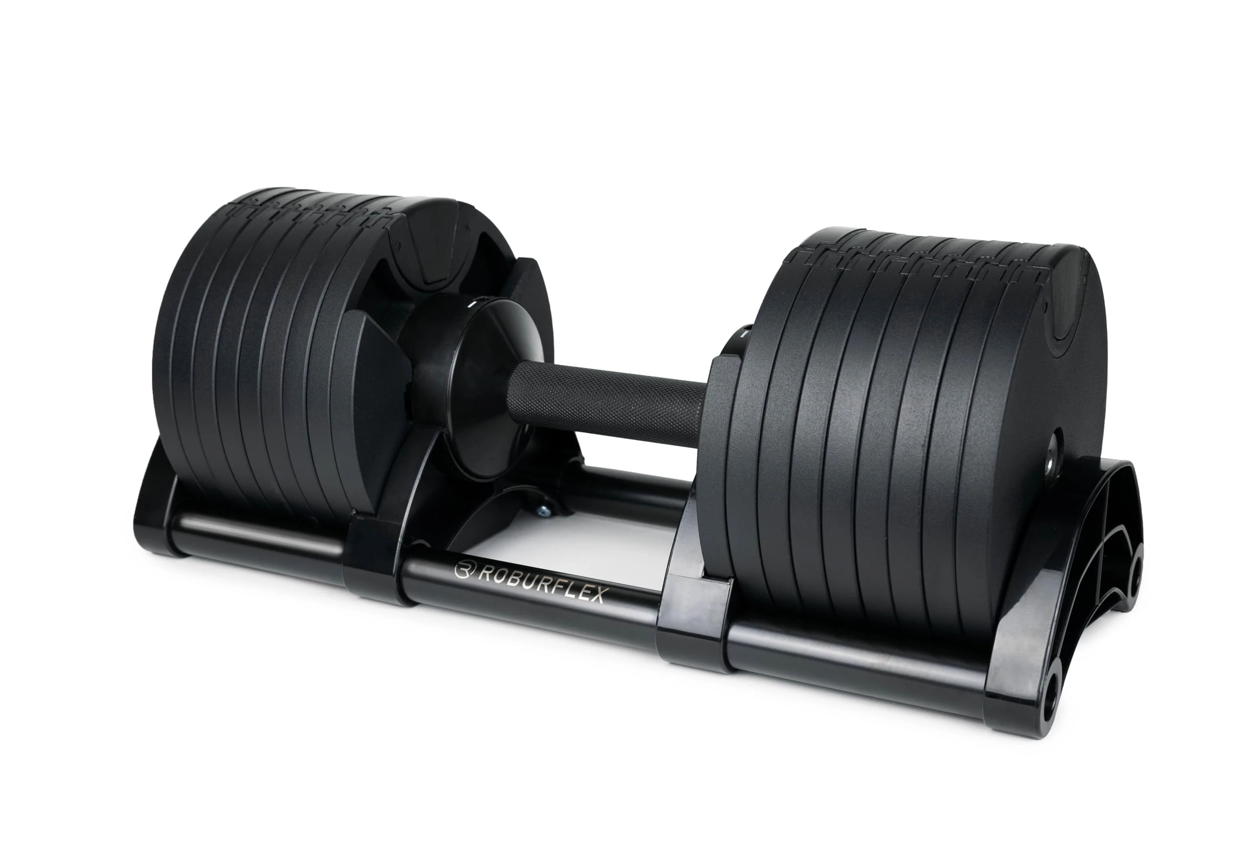 Adjustable Dumbbell (Single) by ROBURFLEX for Workout Strength Training Fitness Home Gym (BLACK - 80LB)