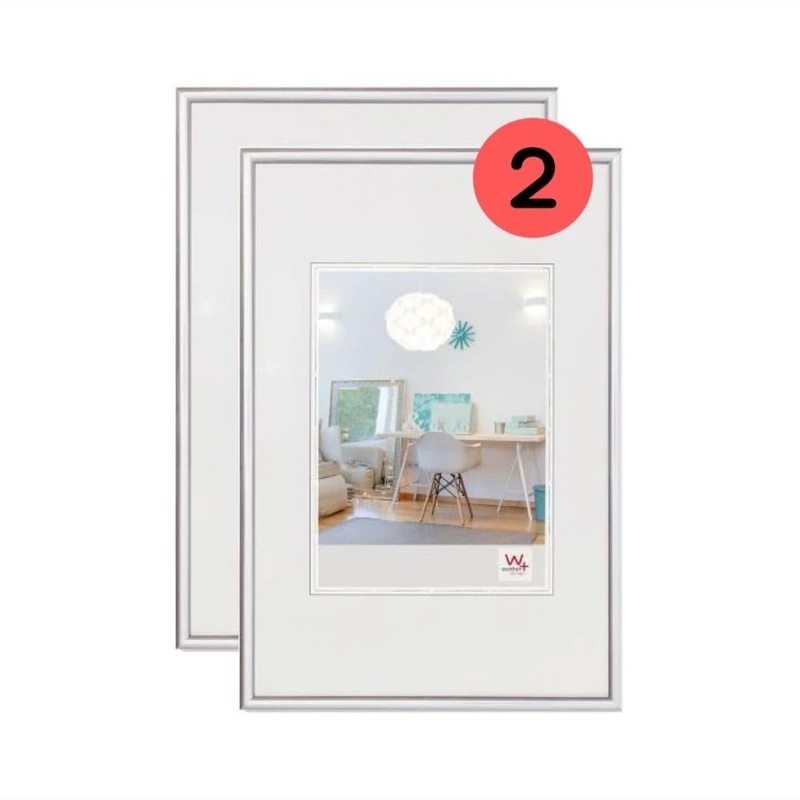 walther design KV060SD New Lifestyle Picture Frame Double Pack 50 x 60 cm Silver