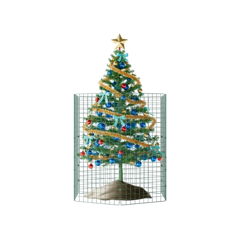 Present Protector Xmas Tree Fence Pet Guard, Christmas Tree Protector from Dogs, Pet-Safe Barrier to Protect Christmas Decorations, 1m High x 50cm Wide 5 Panels