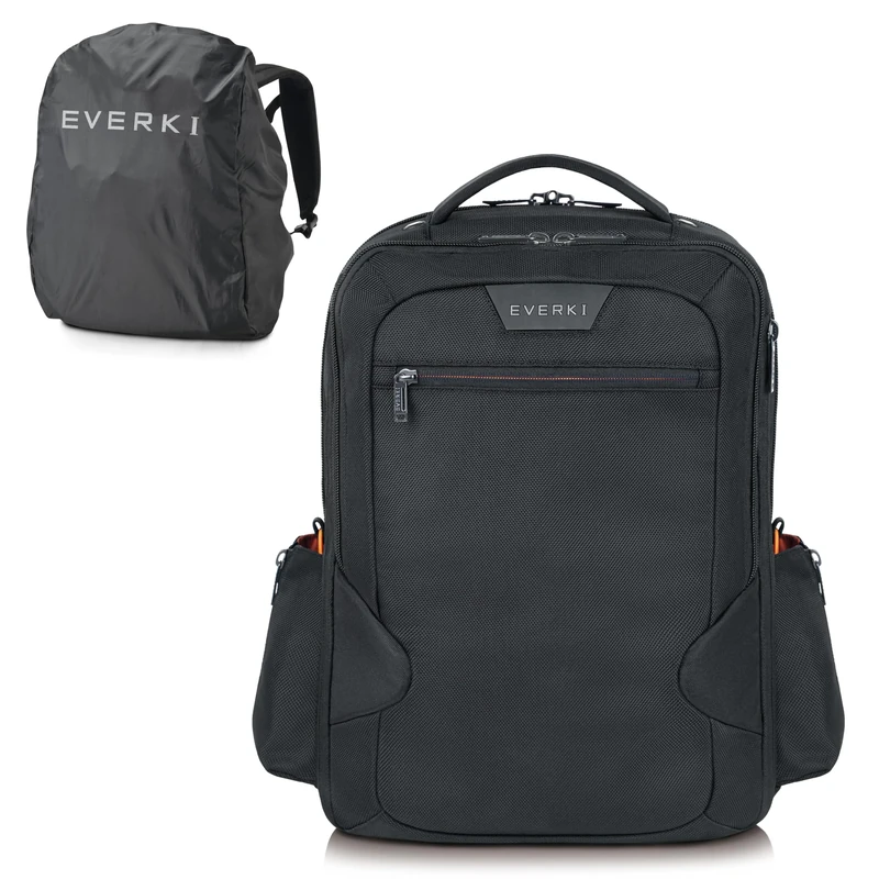 Everki Studio Expandable Laptop Backpack up to 15 Inches, Set with Rain Cover, Black, 26 L