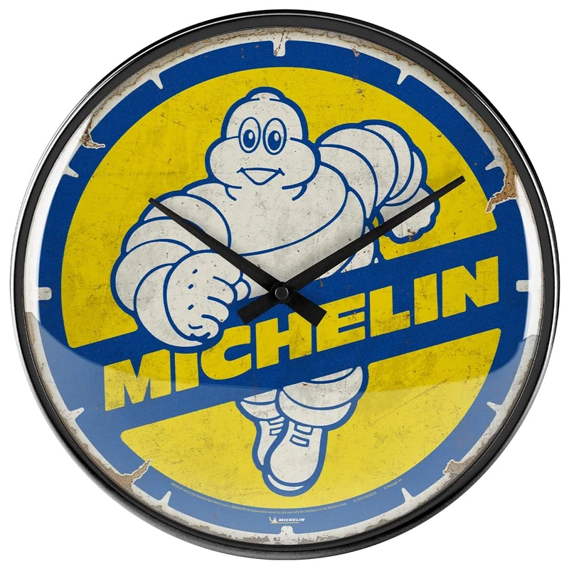 Nostalgic-Art Retro wall clock, Ø 31 cm, Michelin – Bibendum 80s – Gift idea for motor fans, large kitchenclock, vintage design