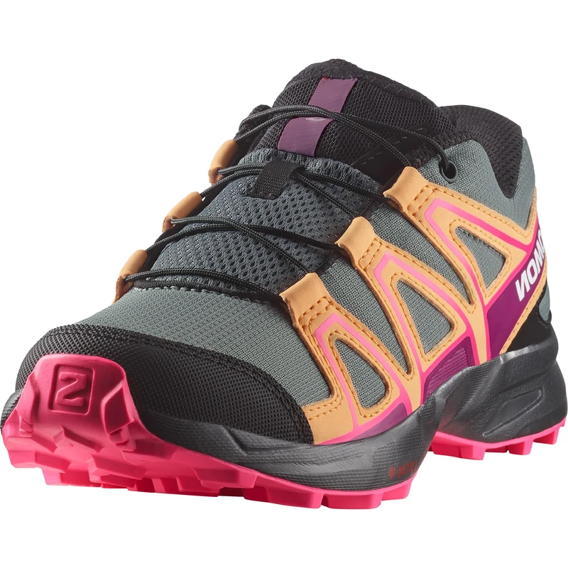 Salomon Unisex Kids Speedcross Trail Running Shoe, Sedona Sage Papaya Knockout Pink, 13 UK