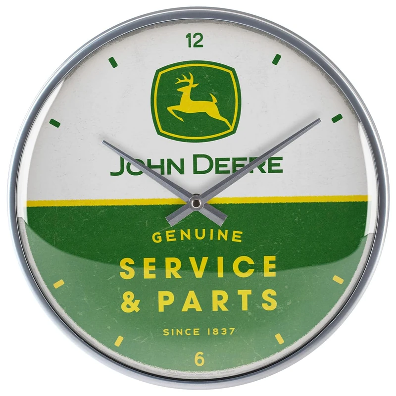 Nostalgic-Art Retro wall clock, Ø 31 cm, John Deere – Service & Parts – Gift idea for tractor fans, large kitchenclock, vintage design