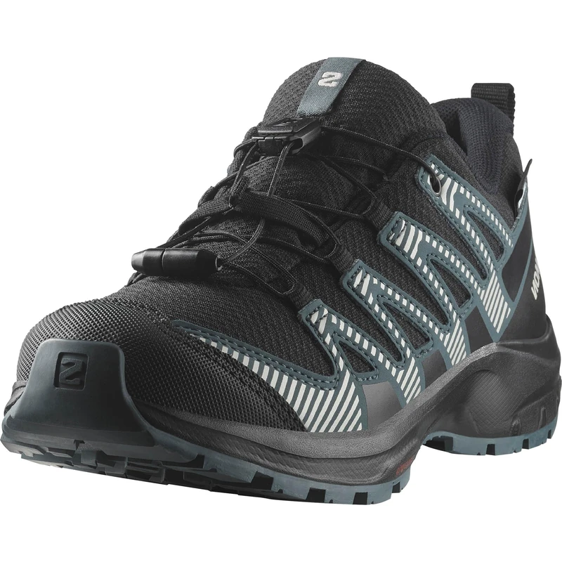Salomon XA Pro V8 Climasalomon Waterproof Unisex Kids Hiking and Running Shoes, Precise fit, All-Terrain Grip, and Sporty Look, Black, 2