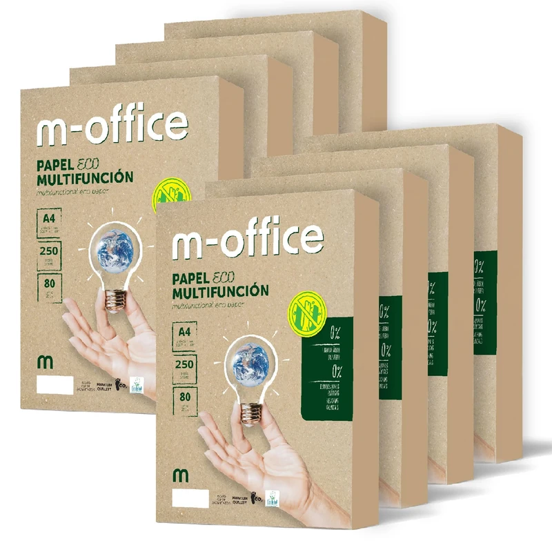 A4 Recycled Paper 80g Paper for Copiers and Printers 8 Packs of 250 Sheets A4 100% Recycled Paper m-office (2000 Sheets)