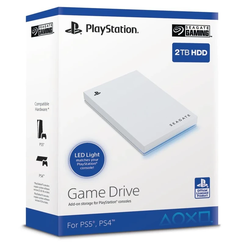 Seagate Game Drive for PS4/PS5 2TB, External HDD, USB 3.0, Officially Licensed, Blue LED, incl 2 weeks Playstation+ (STLV2000202)