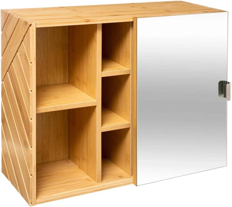 Avilia Sliding Mirror with Organizer, Brown, nd - Image 1