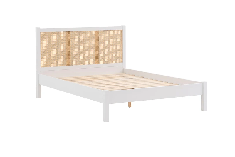 King Size Rattan Bed Frame White Birlea Croxley 5FT King 150cm