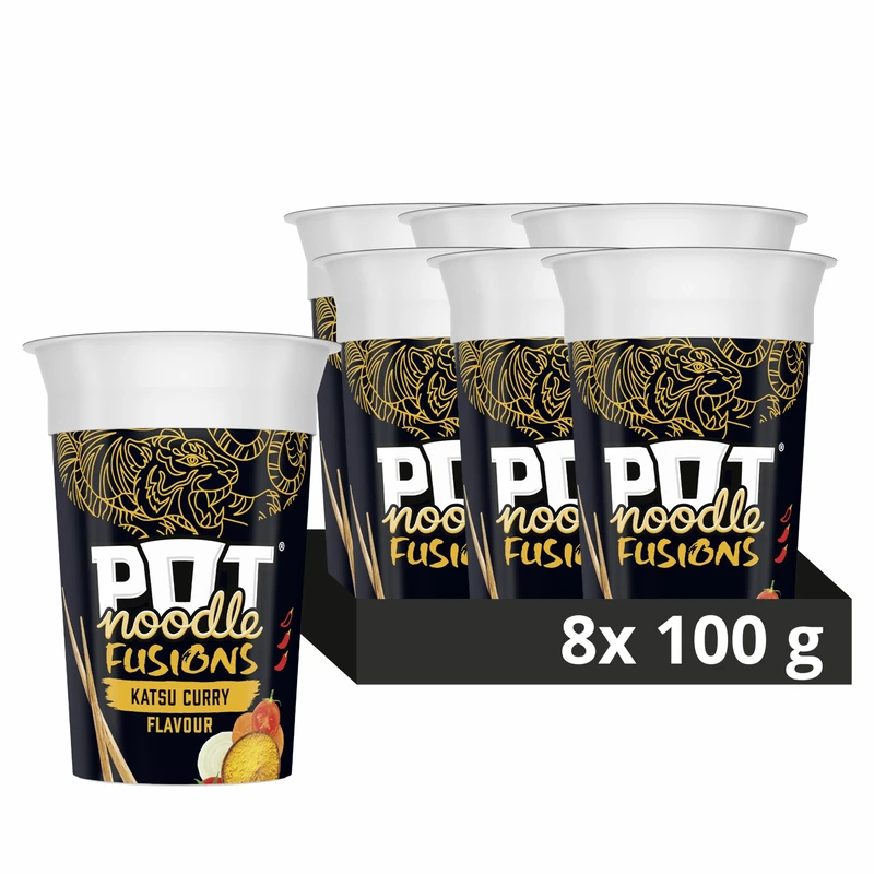 Pot Noodle Fusions Katsu Curry Instant Snack vegan quick to make noodles Instant Noodle 8x 100 g