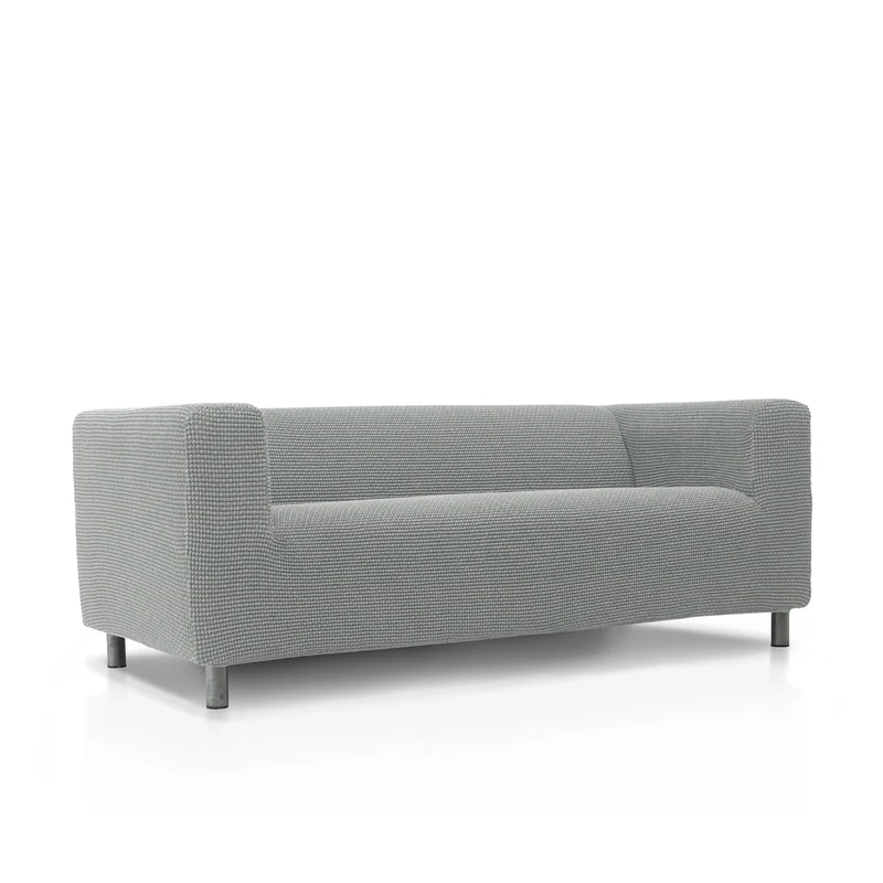 FAVERTI® Super Elastic Sofa Cover Compatible with IKEA KLIPPAN 2 Seater Sofa | Model NOVELE | Light Grey | Quality Protector Jacquard Fabric Cotton Touch