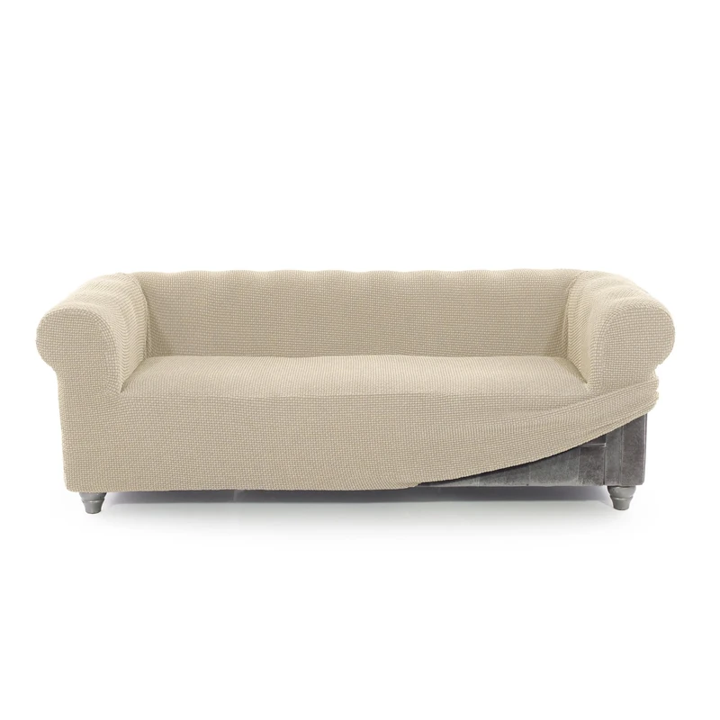 FAVERTI® Chester Sofa Cover 3 Seater from 180 to 230 cm | Model NOVELE | Beige | Chester Sofa Protector in Quality Jacquard Fabric Cotton Feel