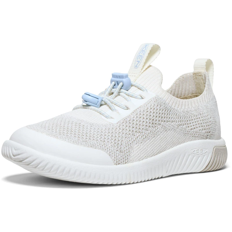 KEEN Unisex-Child KNX Knit Lace Sneakers, Star White/Skyway, 10