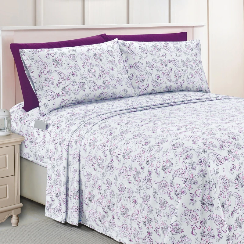 Elegant Comfort Luxury Soft Bed Sheets Paisley Pattern - 1500 Premium Hotel Quality Microfiber Softness Wrinkle and Fade Resistant (4-Piece) Bedding Set, Twin/Twin XL, Paisley Purple - Image 1