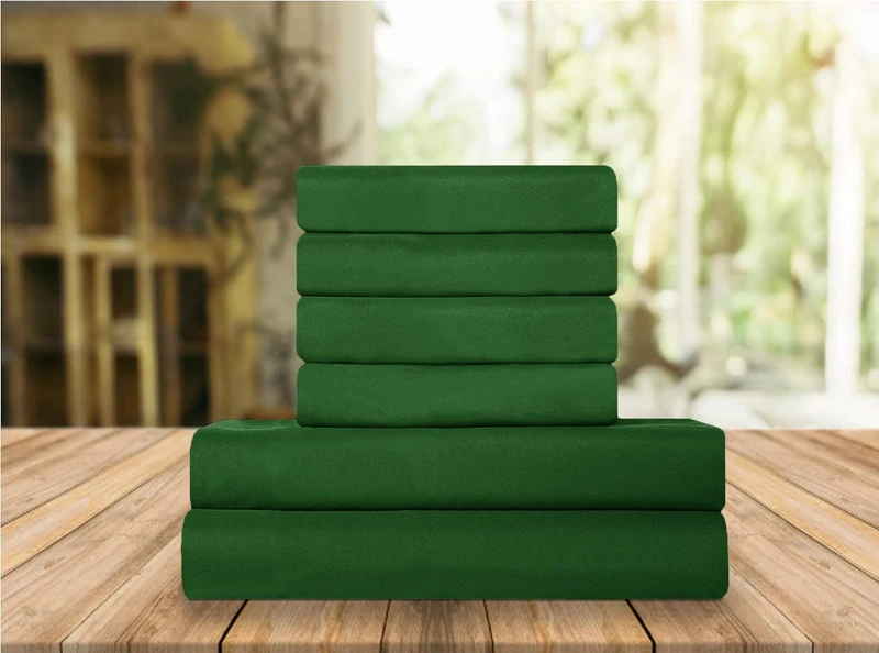 Elegant Comfort Luxury Soft Bed Sheets 1500 Premium Hotel Quality Microfiber Softness Wrinkle and Fade Resistant (6-Piece) Bedding Set, Queen, Hunter Green