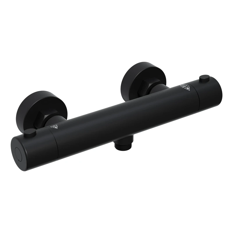 Görbach Thermostatic Shower Mixer, Bath Tap G 1/2" Connection, Shower Tap with Intelligent Constant Temperature Button, Matte Black