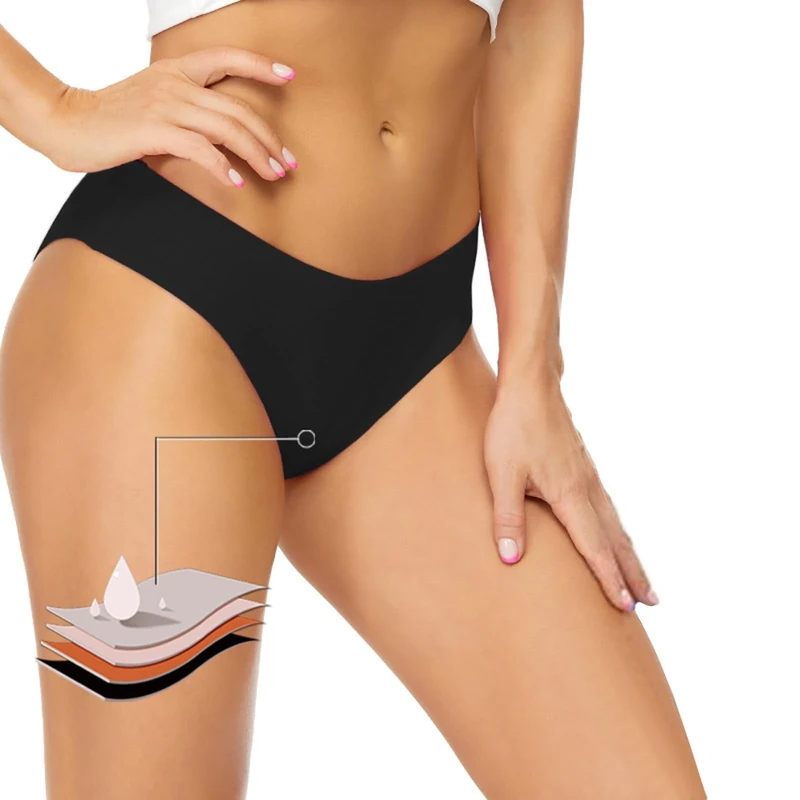 Runmeihe Period Pants for Swimming, Bikini Period Swimwear, Menstrual Leakproof Underwear, Low Waisted Swim Bottoms for Girls Teens Women (UK, Alpha, S, Regular, Regular, Black)