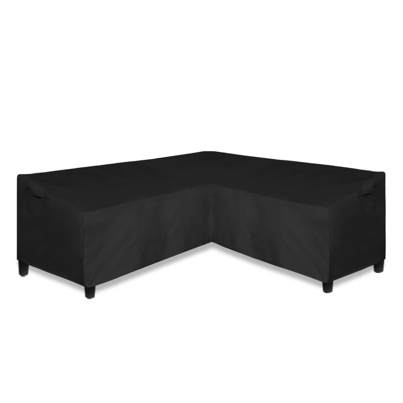 Easy-Going Patio V-Shaped Sectional Sofa Cover, Heavy Duty Outdoor Sectional Cover, Waterproof Furniture Cover with Air Vent 85" L (on Each Side) x 33.5" D x 31" H, Black