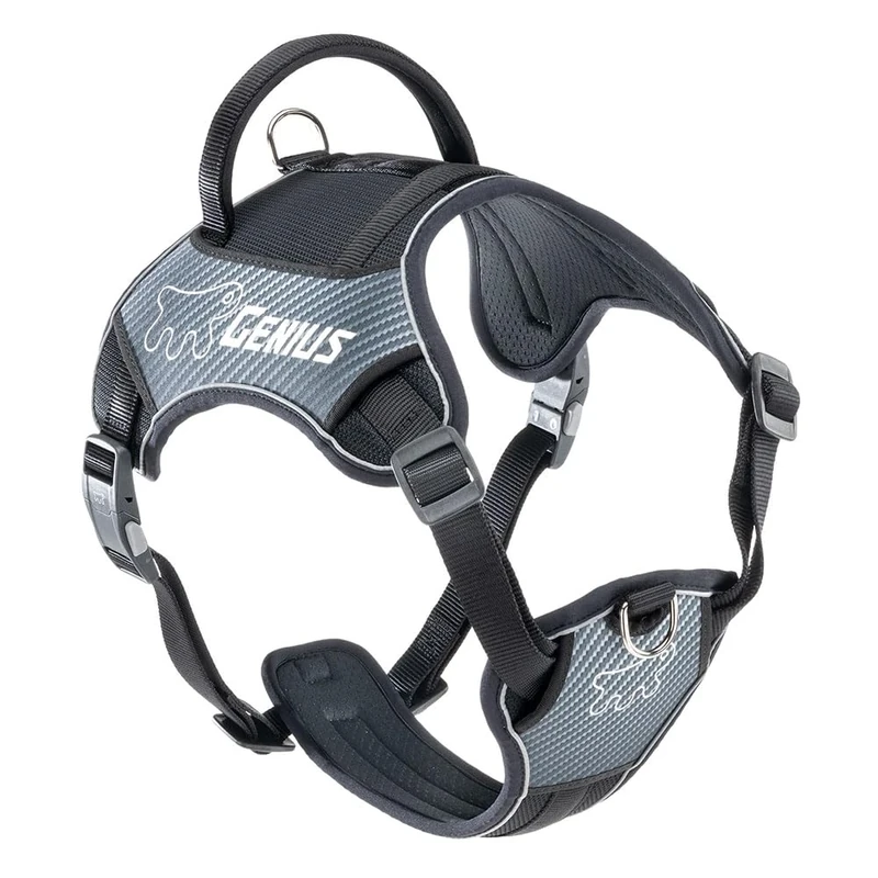 Ferplast Large Size Dog Harness GENIUS, Reflective, Breathable, Adjustable, Quick Release Magnetic Closure, Dog Harness, Soft Padding, Black