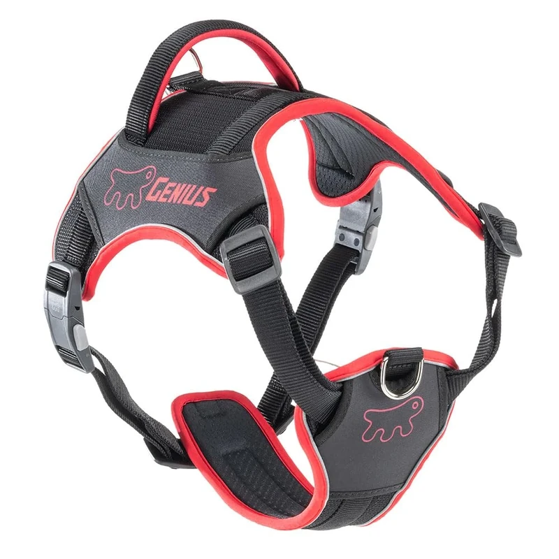 Ferplast Large Size Dog Harness GENIUS, Reflective, Breathable, Adjustable, Quick Release Magnetic Closure, Dog Harness, Soft Padding, Red
