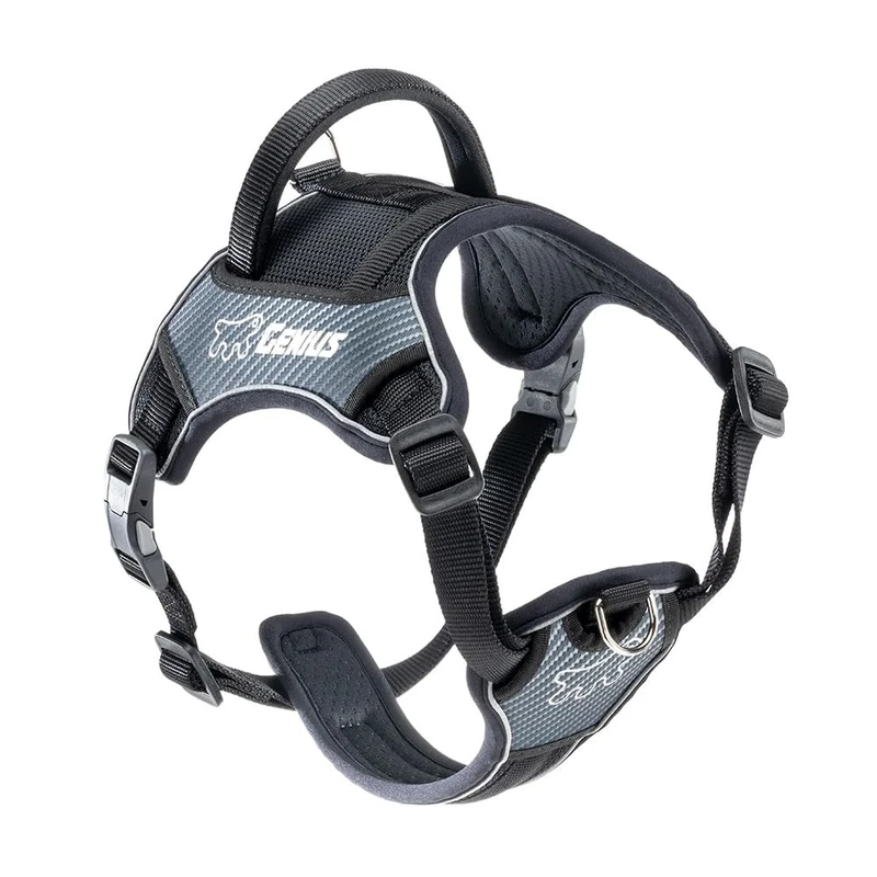 Ferplast GENIUS Medium Size Dog Harness, Reflective, Breathable, Adjustable, Quick Release Magnetic Closure, Dog Harness, Soft Padding, Black