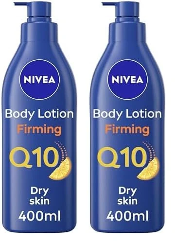 NIVEA Q10 Firming Rich Body Lotion with Vitamin C (400ml), NIVEA Moisturiser for Firmer Skin with Q10 and Vitamin C, NIVEA Body Lotion for Dry Skin (Pack of 2)