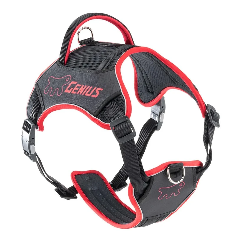 Ferplast Large Size Dog Harness GENIUS, Reflective, Breathable, Adjustable, Quick Release Magnetic Closure, Dog Harness, Soft Padding, Red