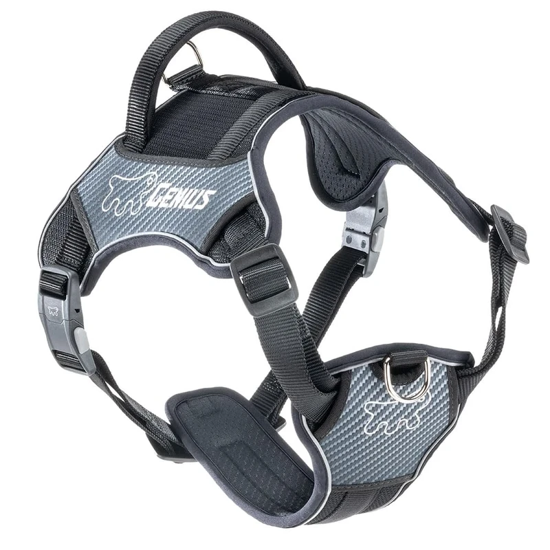 Ferplast Large Size Dog Harness GENIUS, Reflective, Breathable, Adjustable, Quick Release Magnetic Closure, Dog Harness, Soft Padding, Black