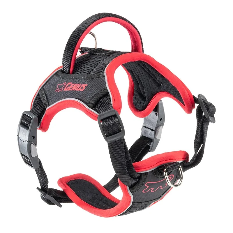 Ferplast GENIUS Small Size Dog Harness, Reflective, Breathable, Adjustable, Quick Release Magnetic Closure, Dog Harness, Soft Padding, Red