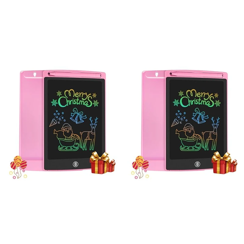 HOMESTEC AB0802 Colourful LCD Writing Tablet,8.5 inch Drawing Board Graphic Tablet Lock-Key Handwriting Doodle Drawing Pad Kids Toys Gifts for Boys Girls(Pink) (Pack of 2)
