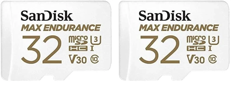 SanDisk 32GB MAX ENDURANCE microSDHC card for IP cams & dash cams + SD adapter up to 15,000 Hours Full HD / 4K videos up to 100 MB/s UHS-I Class 10 U3 V30 (Pack of 2)