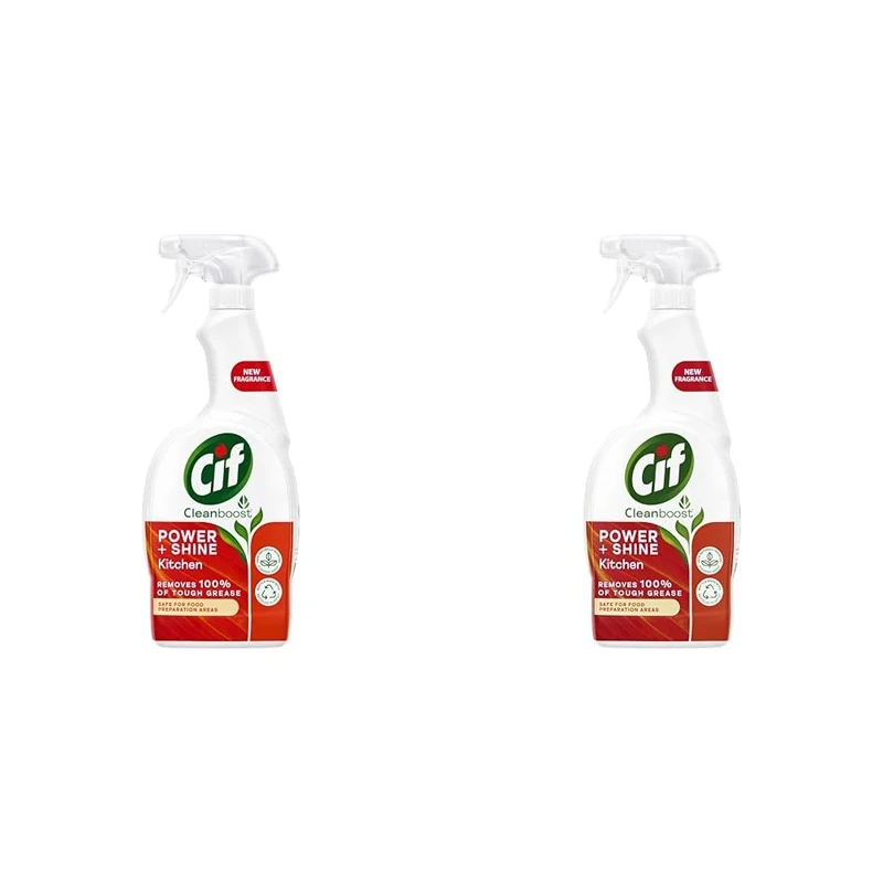 Cif Power & Shine 100% tough grease removal Kitchen Spray for cleaning ceramic, chrome, and enamel surfaces 700 ml (Pack of 2)