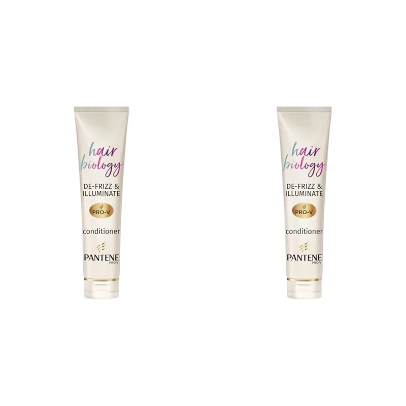 Pantene Hair Biology De frizz and Illuminate Hair Conditioner With Hyaluronic Acid, Omega 9 For Frizzy, Dry, Coloured Hair 160 ml (Pack of 2)