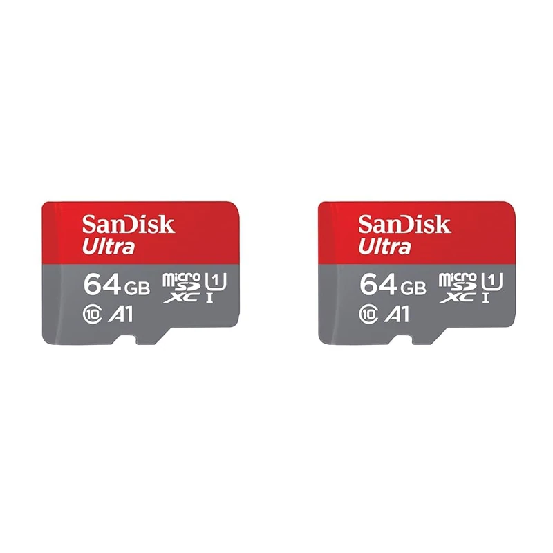 SanDisk 64GB Ultra microSDXC card for Chromebook + SD adapter up to 140 MB/s with A1 App Performance UHS-I Class 10 U1 (Pack of 2)