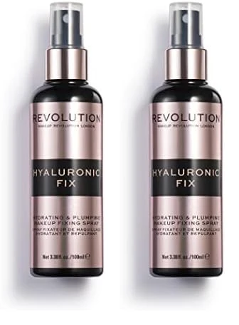 Makeup Revolution Hyaluronic Acid Fixing Spray, Set Makeup All-Day, Hydrated & Healthy Skin, 100 ml (Pack of 2)