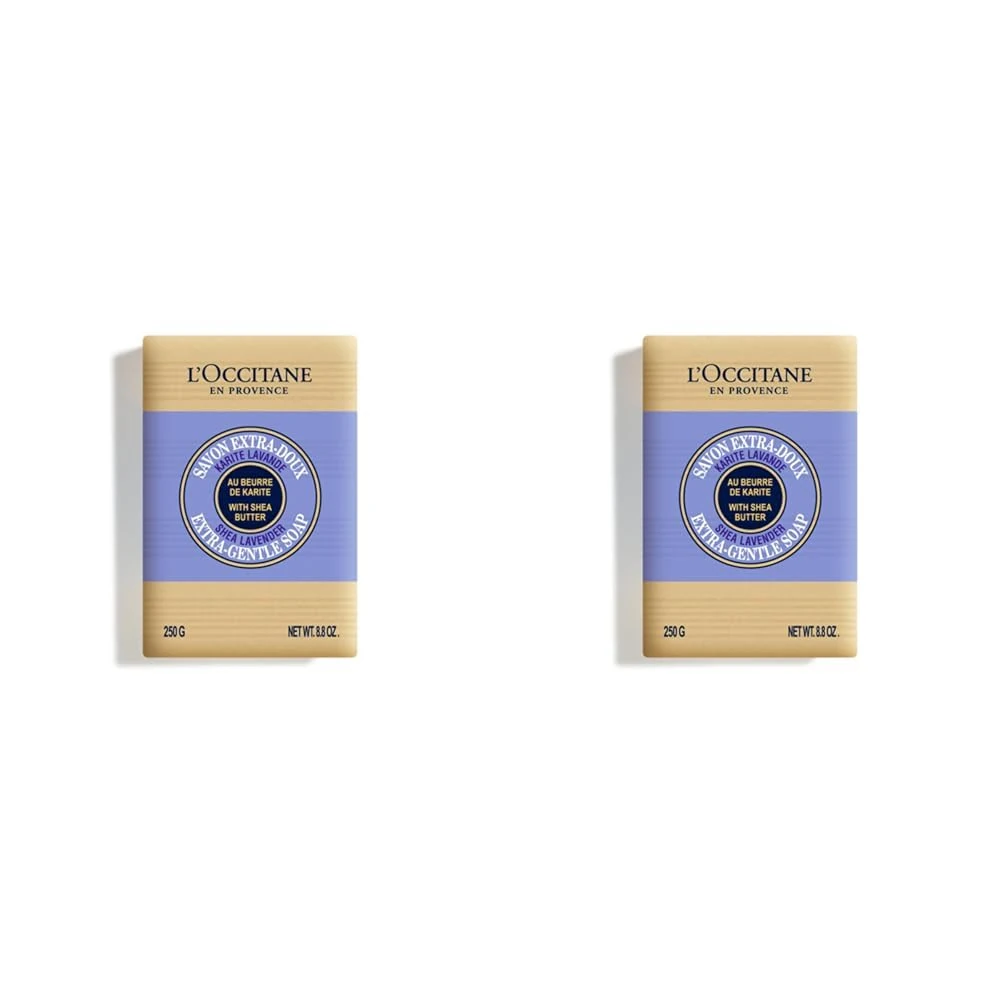 L'OCCITANE Shea Lavender Extra-Gentle Solid Soap 250g| Shea Butter & Lavender Luxury Soap (Pack of 2)