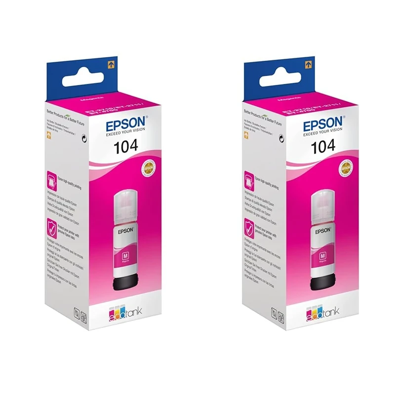Epson EcoTank 104 Magenta Genuine Ink Bottle (Pack of 2)