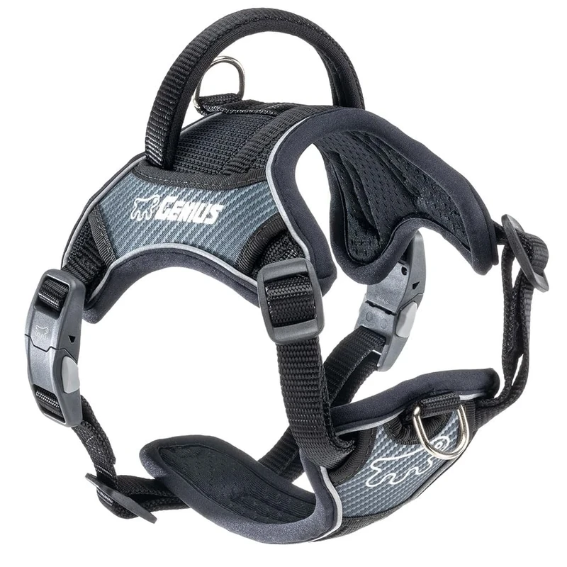 Ferplast GENIUS Small Size Dog Harness, Reflective, Breathable, Adjustable, Quick Release Magnetic Closure, Dog Harness, Soft Padding, Black