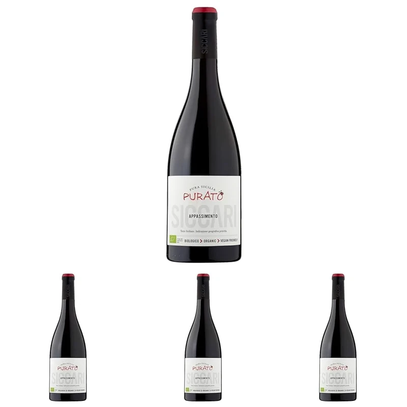 Purato Siccari Appassimento Organic, Terre Siciliane, 75 cl (Pack of 4)