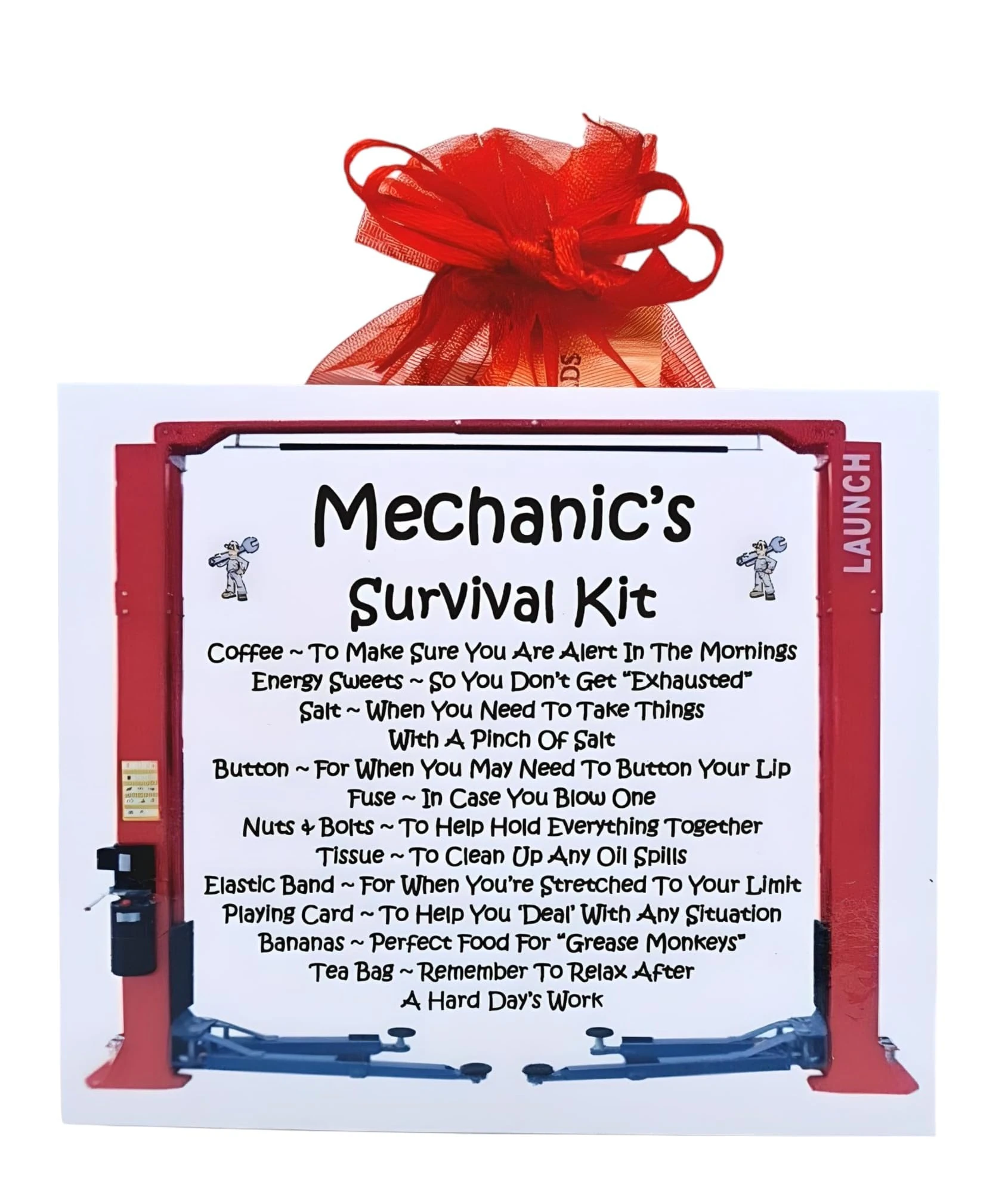 Mechanic's Survival Kit ~ Fun Novelty Gift & Greetings Card Alternative | Birthday Present | Thank You | Car Mechanic Gift | Personalised Keepsake for a Mechanic