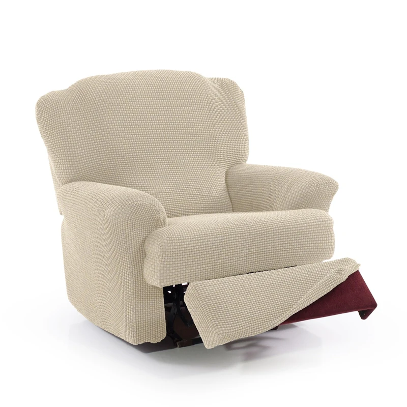 FAVERTI® Super Elastic Relax Armchair Cover from 70 to 90 cm | Model NOVELE | Beige | Recliner Cover Separate Feet | Jacquard Fabric Quality Protector Cotton Feel