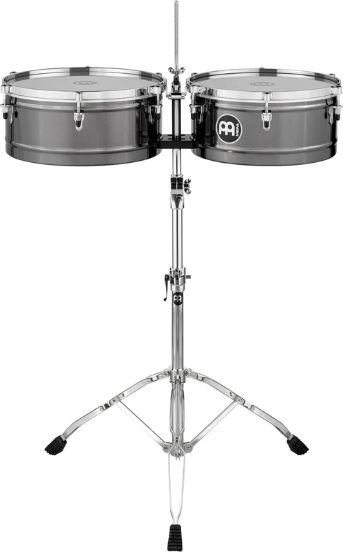 Meinl Percussion Marathon Series Timbales - 2 Drums with 14 and 15 Inches - With Stand - Steel, Black (MTS1415BN)