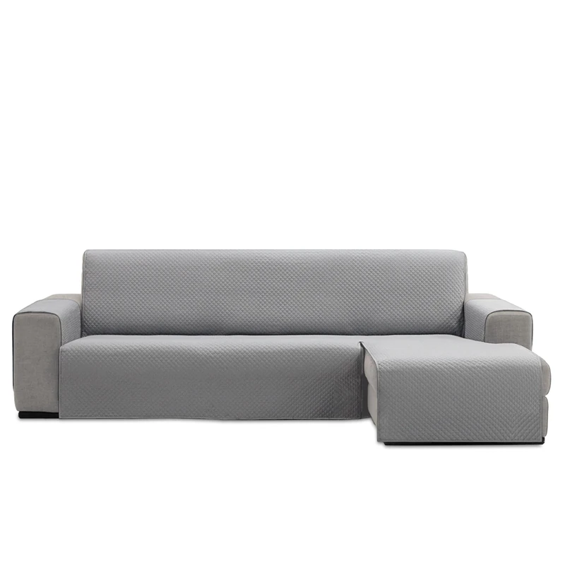 FAVERTI® Quilted Chaise Longue Sofa Cover 280 cm (Seat) | REQUENA Model | Light Grey | Left/Right Compatible Protector | Easy to Wash Canvas, Durable and Resistant | Made in Spain